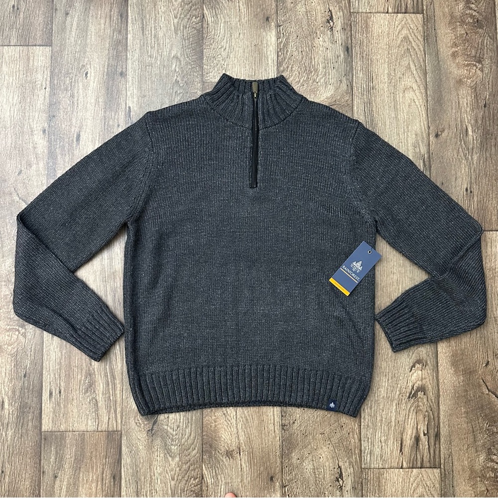 Rainforest 1/3 Zip 25% Merino Wool Blend Sweater Men’s Size M Charcoal Gray
